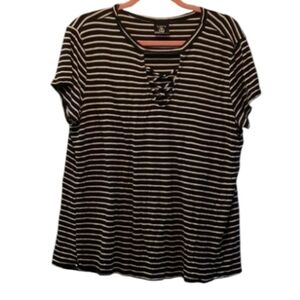 Hippie Chick Black & White Short Sleeve Top Size 1X